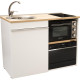 Kitchenette 120 cm avec domino de cuisson induction, four, lave-vaisselle noir , évier gauche - trio120bg-id-n