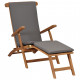 Chaise longue avec coussin bois de teck solide - Couleur au choix Gris-foncé