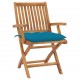 Chaises pliables de jardin avec coussins teck solide - Couleur des coussins et nombre de chaises au choix Bleu-clair