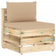 Canapé central sectionnel avec coussins bois imprégné de vert - Couleur des coussins au choix Beige