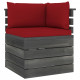Canapé d'angle palette de jardin bois de pin avec coussin - Couleur des coussins au choix Rouge-foncé