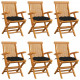 Chaises de jardin avec coussins 6 pcs bois de teck massif - Couleur des coussins au choix Noir