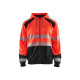 Sweat shirt à capuche haute visibilité blaklader zippé classe 2 - Coloris et taille au choix Rouge - Noir