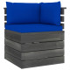 Canapé d'angle palette de jardin bois de pin avec coussin - Couleur des coussins au choix Bleu