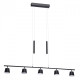 Suspension noire techno 5 ampoules 150 cm