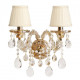 Applique murale dorée crystal 2 ampoules 41 cm
