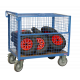 Chariot conteneur grillagé avec toit - dimensions plateau au choix