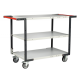 Servante flat-pack 3 plateaux mélaminé double poignées 1000 x 600 mm roues TPE 250 kg