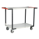 Servante montée 2 plateaux mélaminé double poignées 1000 x 600 mm roues TPE 250 kg