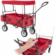 Chariot de jardin pliable 70 kg avec toit + sacoche - Couleur au choix 