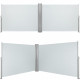 Auvent store latéral brise-vue paravent rétractable double gris 200 x 600 cm 