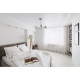 Lampe pied triangulaire scandinave abat-jour blanc 
