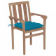 Chaises de jardin bois de teck avec coussins - Couleur des coussins et nombre de chaises au choix Bleu-clair