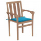 Chaises de jardin bois de teck avec coussins - Couleur des coussins et nombre de chaises au choix Bleu