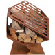 Chauffe-terrasse en fonte avec stockage de bois