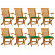 Chaises de jardin avec coussins 8 pcs bois de teck massif - Couleur des coussins au choix Vert