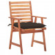 Chaises à dîner d'extérieur avec coussins acacia massif - Couleur des coussins et nombre de chaises au choix Taupe
