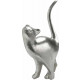Statuette chat argent en résine taille 2