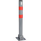 Poteau barrière de parking rabattable voiture 65 cm acier gris et rayures rouge 