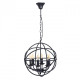Suspension noire country 6 ampoules 90 cm