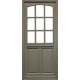 Porte d'entrée bois vitrée, ady , vert ral7002,, h.215xl.90  p. Droit + poignée et barillet (ref010723no) cote tableau gd menuiseries