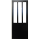 Porte coulissant atelier noir vitrage transparent h204 x l93 + 2 coquilles - gd menuiseries