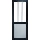 Porte coulissante atelier noir et panneaux blanc vitrée h204 x l73 et 2 coquilles gd menuiseries