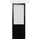 Porte coulissante athena noir h204 x l83 + rail alu bandeau blanc et 2 coquilles gd menuiseries