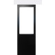 Porte coulissante atelier noir h204 x l83 sans meneau + rail alu bandeau blanc et 2 coquilles gd menuiseries