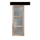 Porte coulissante bois frake vitrée h204 x l83 + rail bandeau noir et 2 coquilles noir gd menuiseries