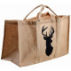Sac à bûches en toile de jute naturelle cerf