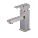 Robinet de lave-mains nickel brossé classique aux lignes rectilignes bec longueur moyenne et droit
