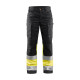 Pantalon artisan haute-visibilité stretch femme 71611811 - Couleur et taille au choix Noir-jaune fluo