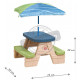 Table de pique-nique en plastique pour enfants avec parasol 