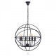 Chandelier noir country 6 ampoules 115 cm