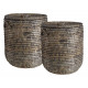 Panier à linge rond en jonc (lot de 2)