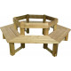 Banc tour d'arbre en bois avec dossier