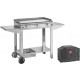Plancha en inox chef xl 80 cm avec chariot et housse