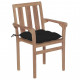 Chaises de jardin bois de teck avec coussins - Couleur des coussins et nombre de chaises au choix Noir