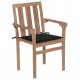 Chaises de jardin bois de teck avec coussins - Couleur des coussins et nombre de chaises au choix Noir