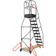 Escabeau roulant à immobilisation automatique charge 150 kg 10 marches ht travail 4310 mm