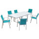 Salon de jardin moderne bleu 6 personnes cyclades