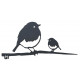 Oiseaux sur pique couple de rouge-gorge en acier corten