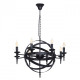 Chandelier noir country 8 ampoules 95 cm