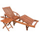 Transat chaise longue bain de soleil lit de jardin terrasse meuble d'extérieur avec table bois d'acacia solide helloshop26 02_0012603
