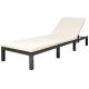 Transat chaise longue bain de soleil lit de jardin terrasse meuble d'extérieur avec coussin résine tressée noir helloshop26 02_0012525