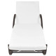 Transat chaise longue bain de soleil lit de jardin terrasse meuble d'extérieur avec coussin et table résine tressée marron helloshop26 02_0012452 