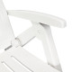 Transat chaise longue bain de soleil lit de jardin terrasse meuble d'extérieur avec repose-pied plastique blanc helloshop26 02_0012588 