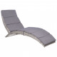 Chaise longue pliable avec coussin Résine tressée Gris