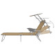 Transat chaise longue bain de soleil lit de jardin terrasse meuble d'extérieur pliable avec auvent acier taupe helloshop26 02_0012814 